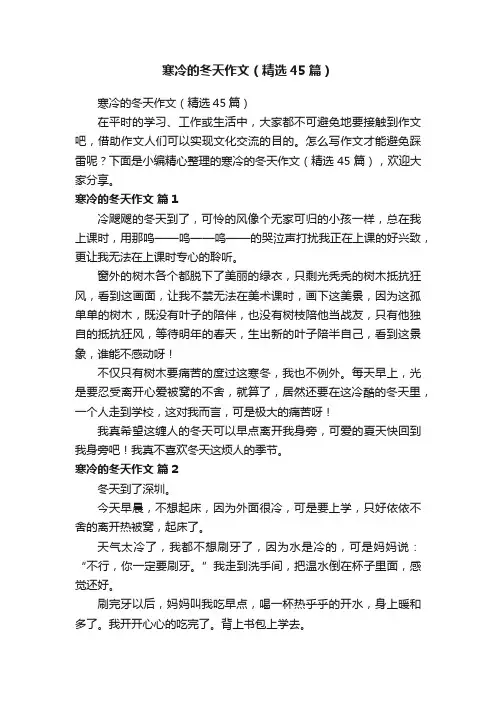 寒冷的冬天作文（精选45篇）