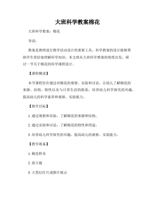 大班科学教案棉花 (2)