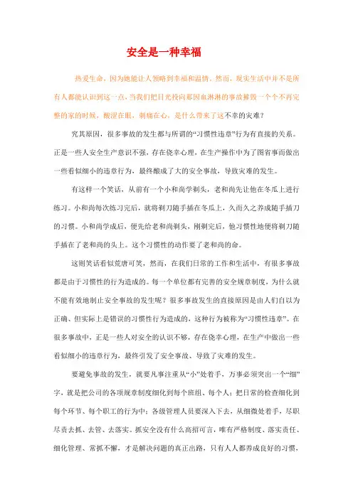 安全是一种幸福