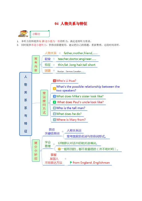 04人物关系与特征-2023年中考英语听力易错题精选分类练(全国通用含MP3和听力原文)