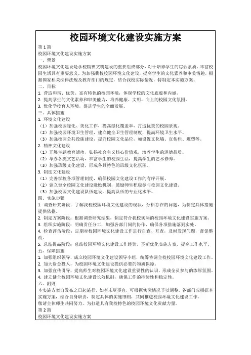 校园环境文化建设实施方案