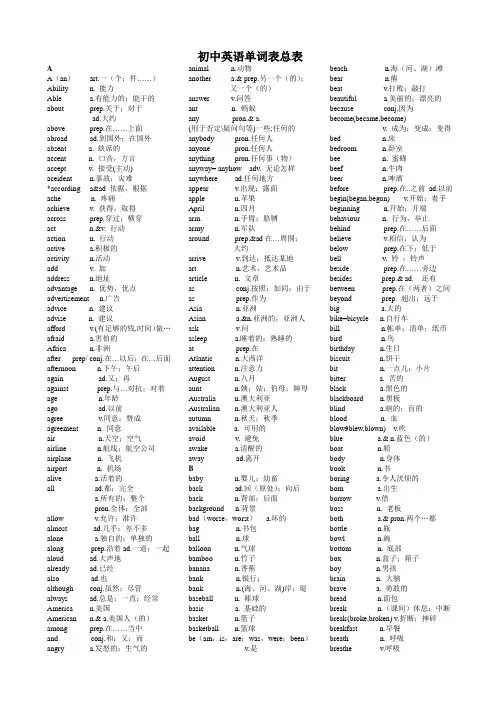 初中英语单词(word版)