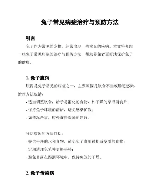兔子常见病症治疗与预防方法