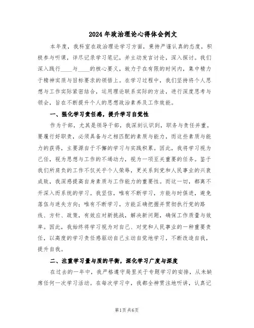 2024年政治理论心得体会例文（3篇）