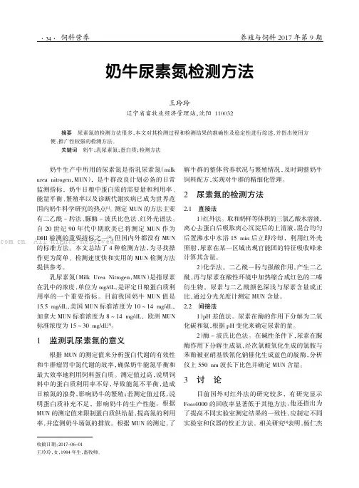 奶牛尿素氮检测方法
