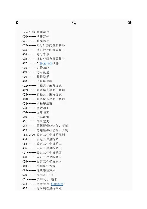 CNC及雕刻机常用G代码