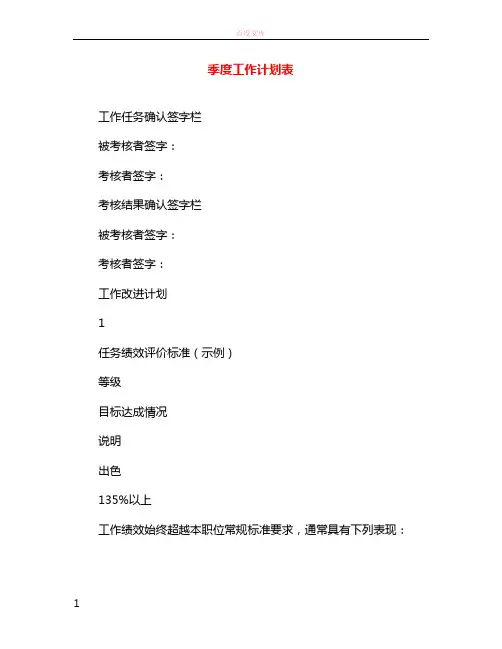 季度工作计划表