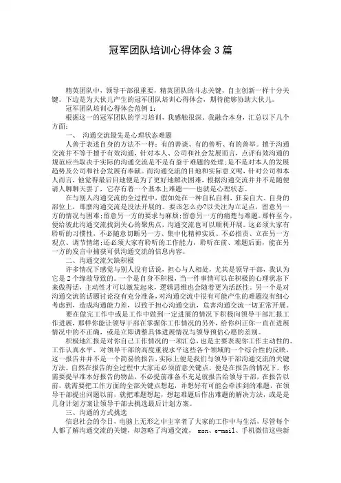 冠军团队培训心得体会3篇