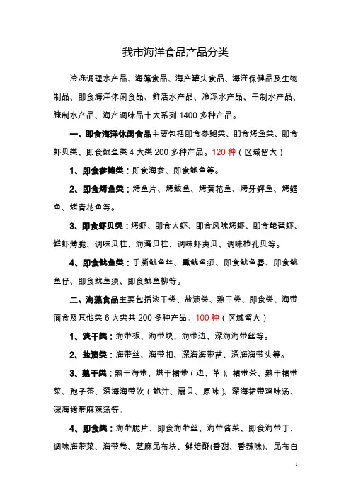 海洋加工食品种类