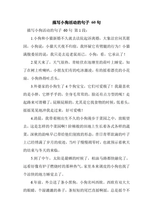 新整理描写小狗活动的句子 60句