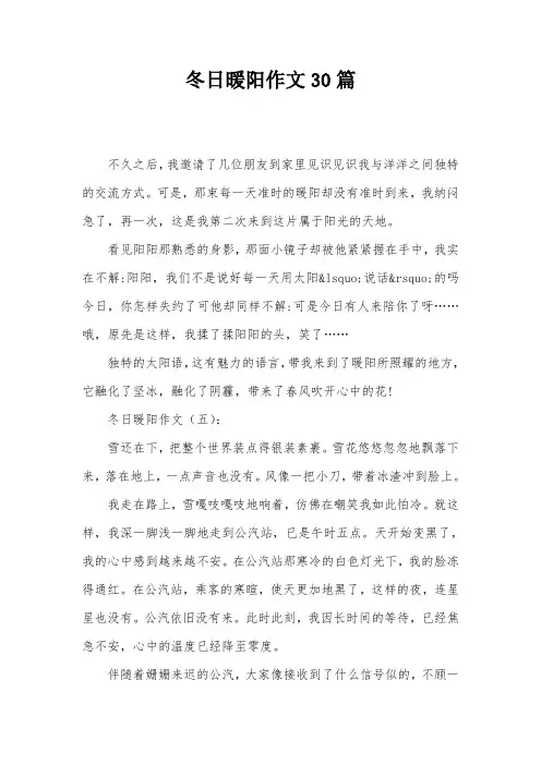 冬日暖阳作文30篇