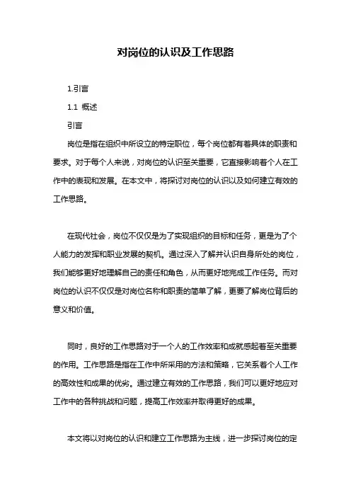 对岗位的认识及工作思路