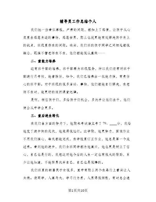 辅导员工作总结个人(4篇)