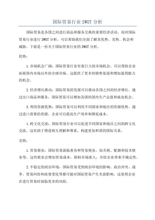 国际贸易行业SWOT分析
