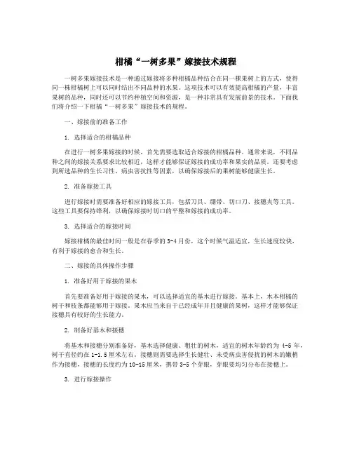 柑橘“一树多果”嫁接技术规程