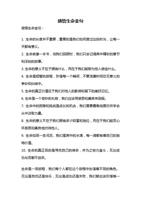 感悟生命金句