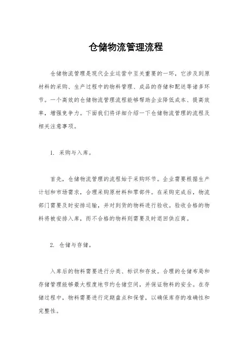 仓储物流管理流程