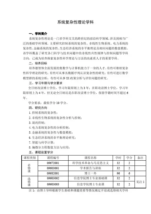 系统复杂性理论学科