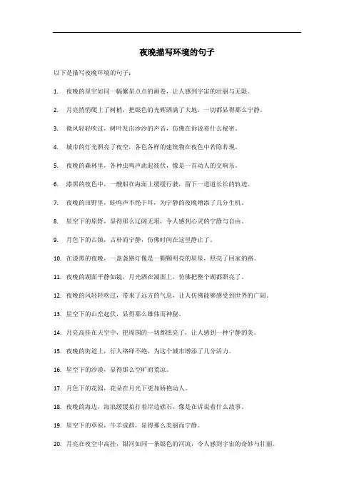 夜晚描写环境的句子