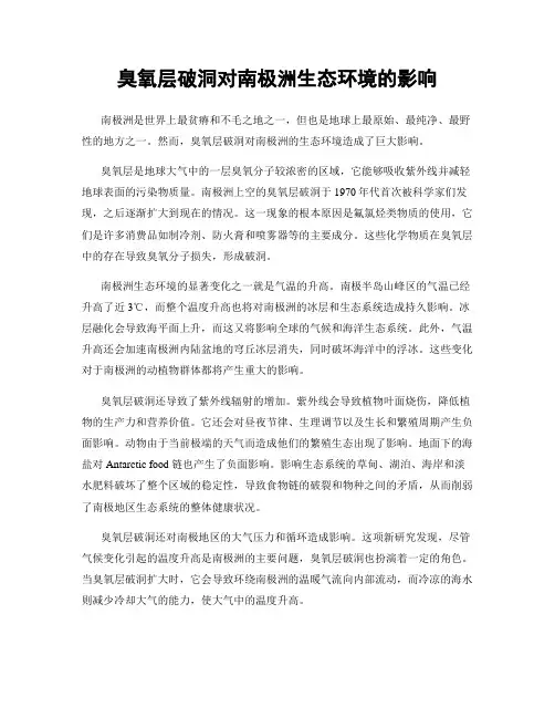 臭氧层破洞对南极洲生态环境的影响