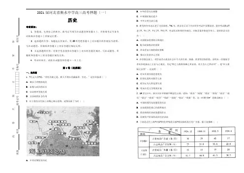 2018届河北省衡水中学高三高考(一)历史试题(解析版)