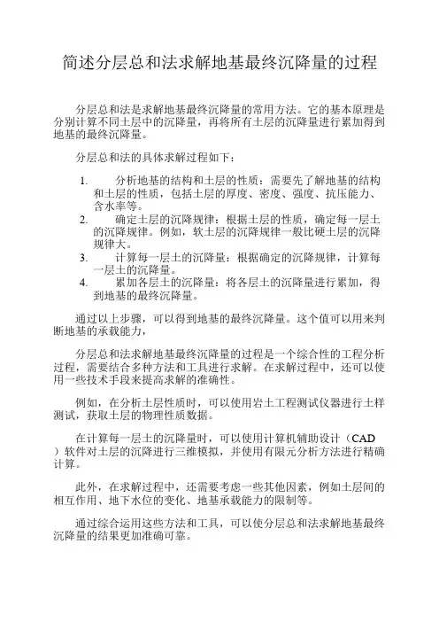 简述分层总和法求解地基最终沉降量的过程