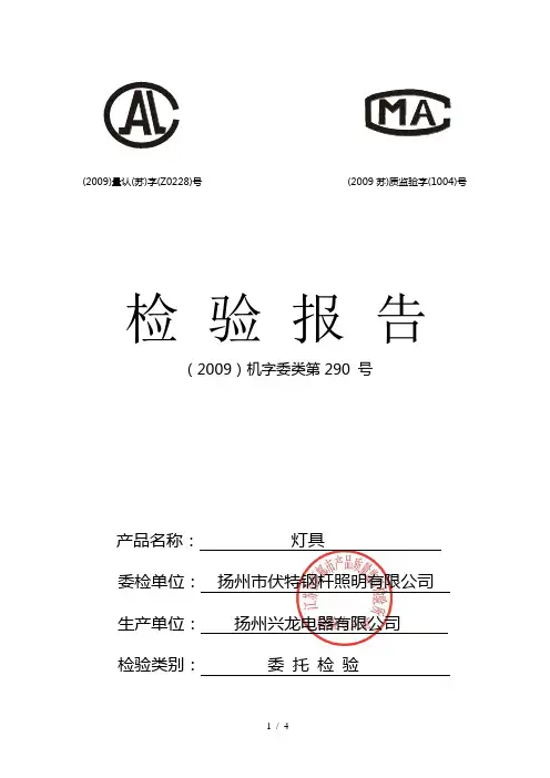 路灯检验报告