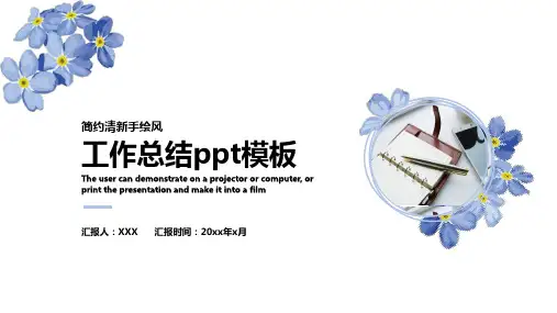 简约清新手绘商务工作总结汇报PPT模板