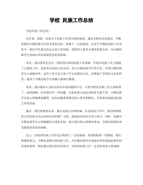 学校 民族工作总结