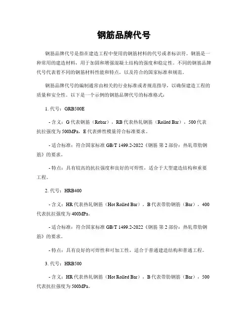 钢筋品牌代号
