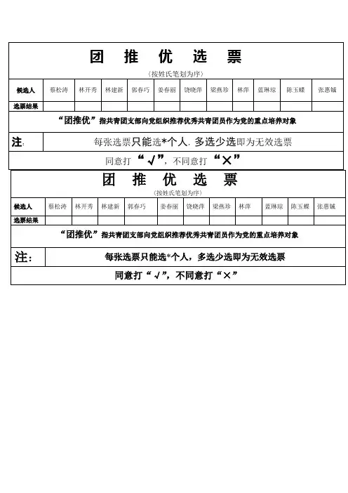 团推优选票表格
