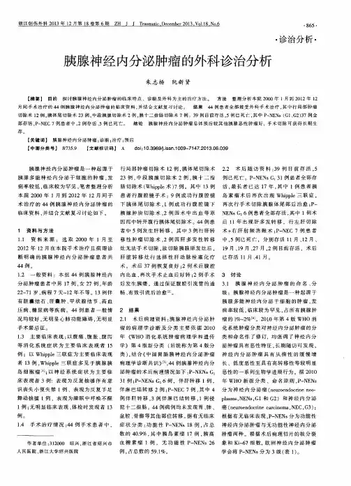 胰腺神经内分泌肿瘤的外科诊治分析