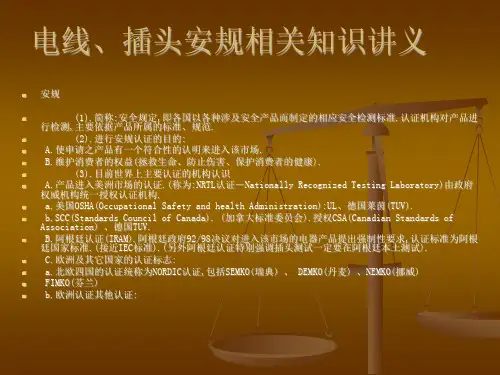 电线插头安规相关知识讲义