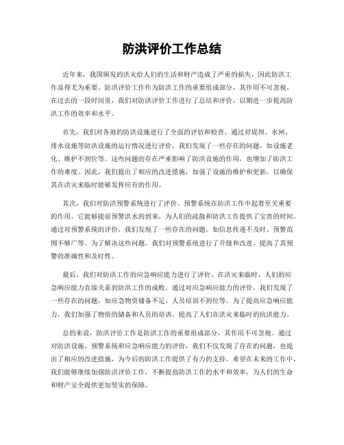 防洪评价工作总结