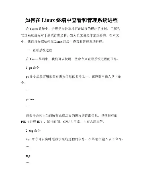 如何在Linux终端中查看和管理系统进程