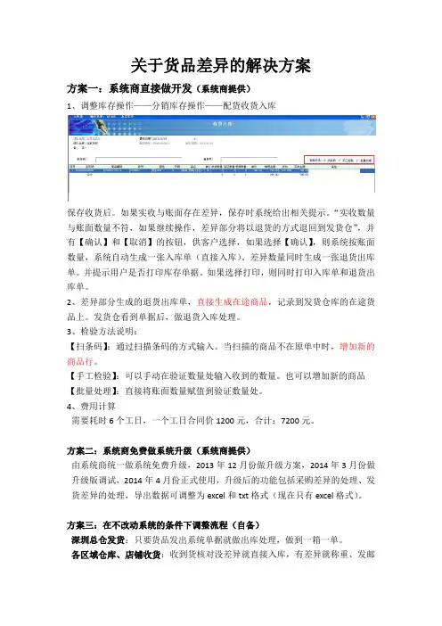 关于货品差异的解决方案