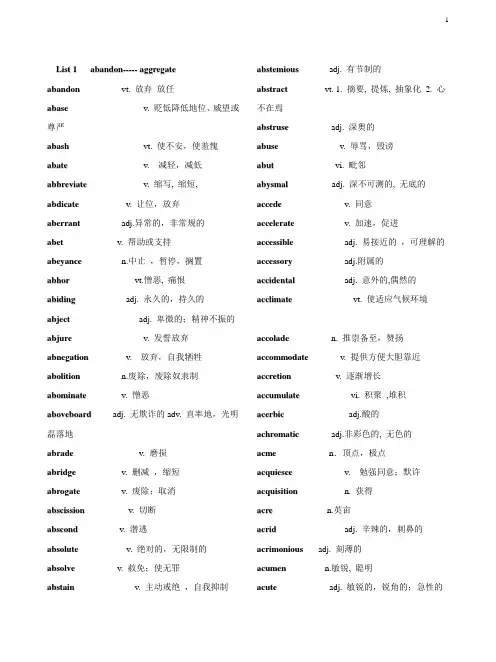 英语专业八级大纲要求词汇表