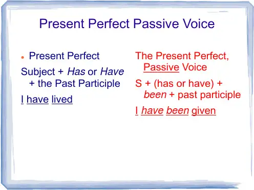 Present Perfect Passive Voice现在完成时被动语态