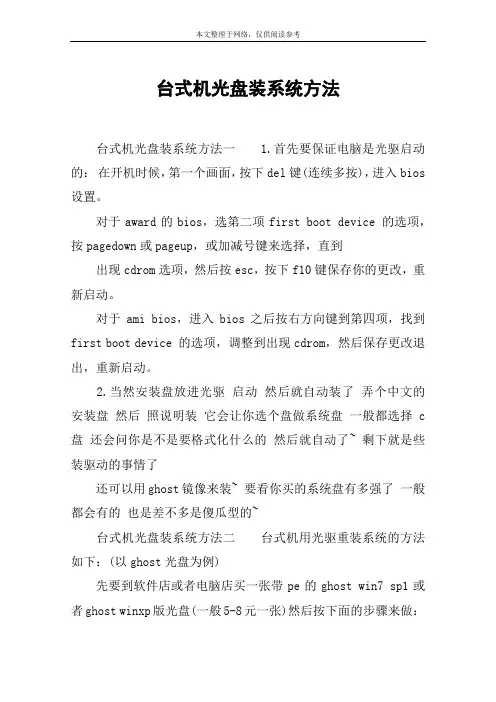 台式机光盘装系统方法