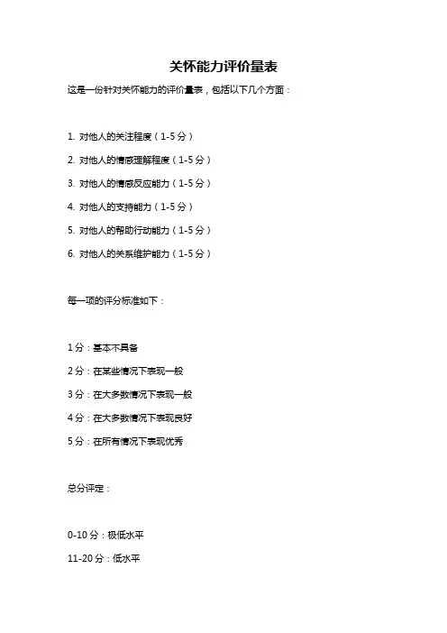 关怀能力评价量表