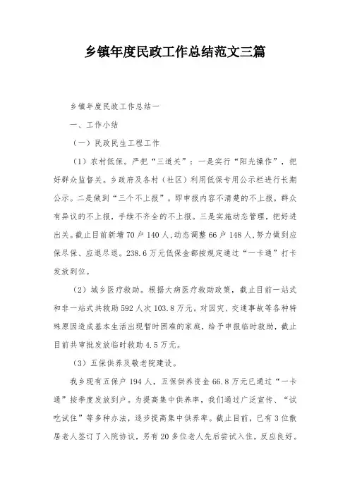 乡镇年度民政工作总结范文三篇