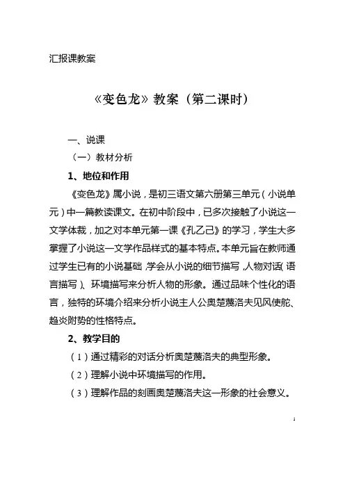 《变色龙》教案(第二课时)