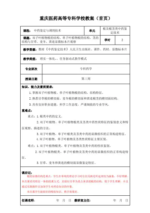(完整版)单子叶、双子叶植物根与茎的结构及鉴定(精)