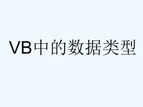 VB中的数据类型