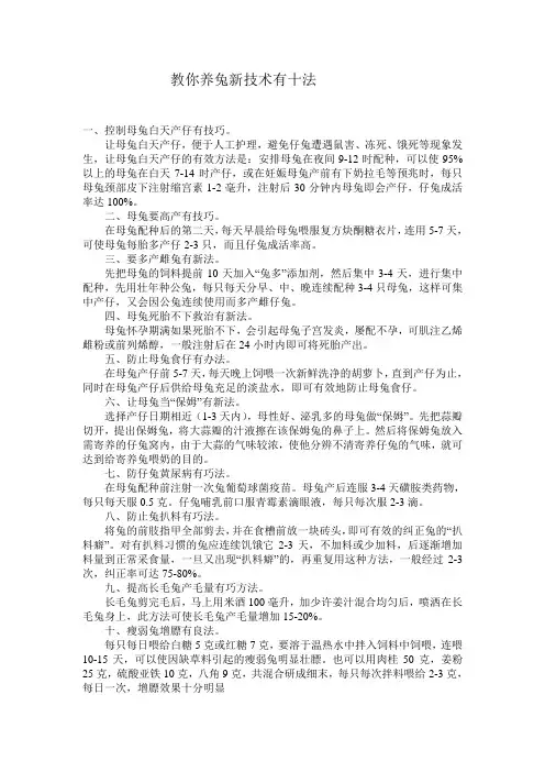 教你养兔新技术有十法