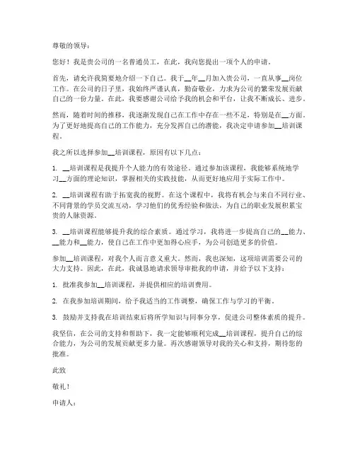个人给领导的申请书范文