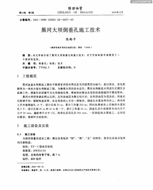 黑河大坝倒垂孔施工技术