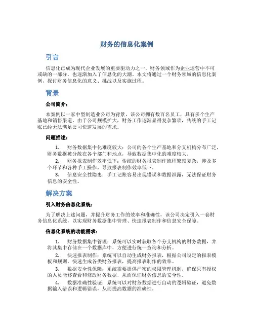 财务的信息化案例