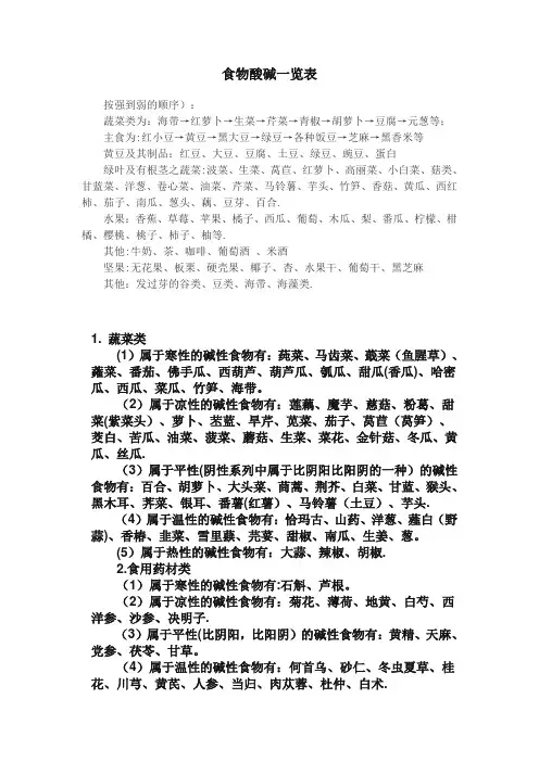 碱性食物一览表-碱性食品表