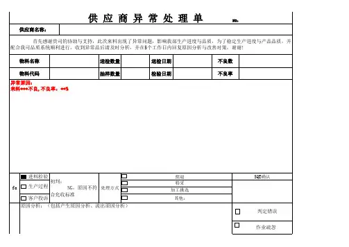 供应商来料异常处理单